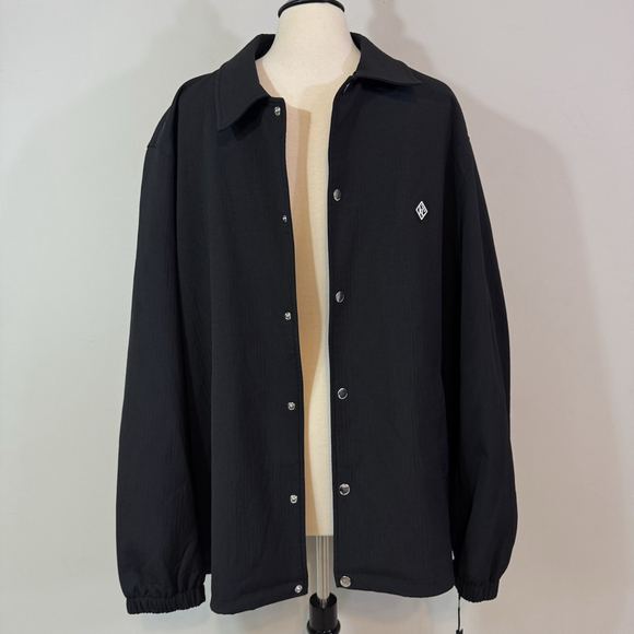 Karl Lagerfeld Other - KARL LAGERFELD Men's Slim Fit Textured Snap-Front Logo Light Jacket Black XXL